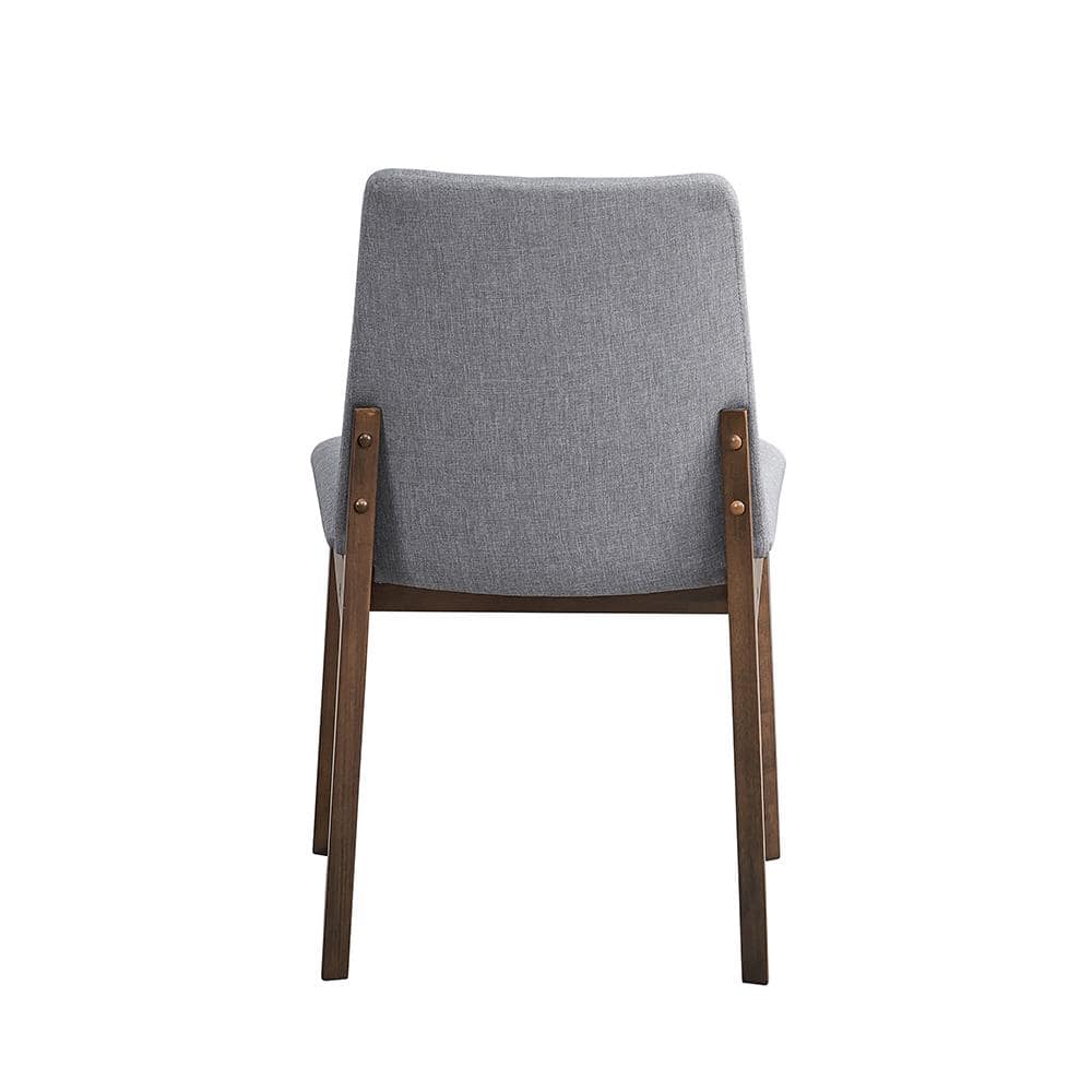 Gray Upholstered Side Chair with Walnut Wood Frame