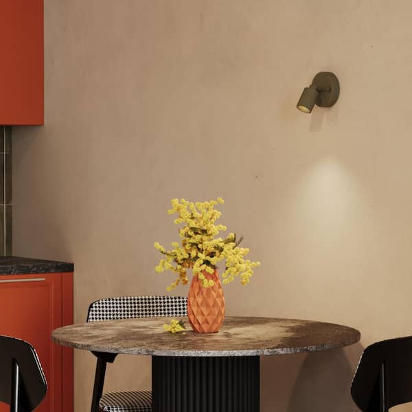Shura 1-Light Dark Olive Integrated LED Spotlight w/ Rotatable Light Head, Flush Mount Wall Sconce, 3000 K, 1370 Lumens
