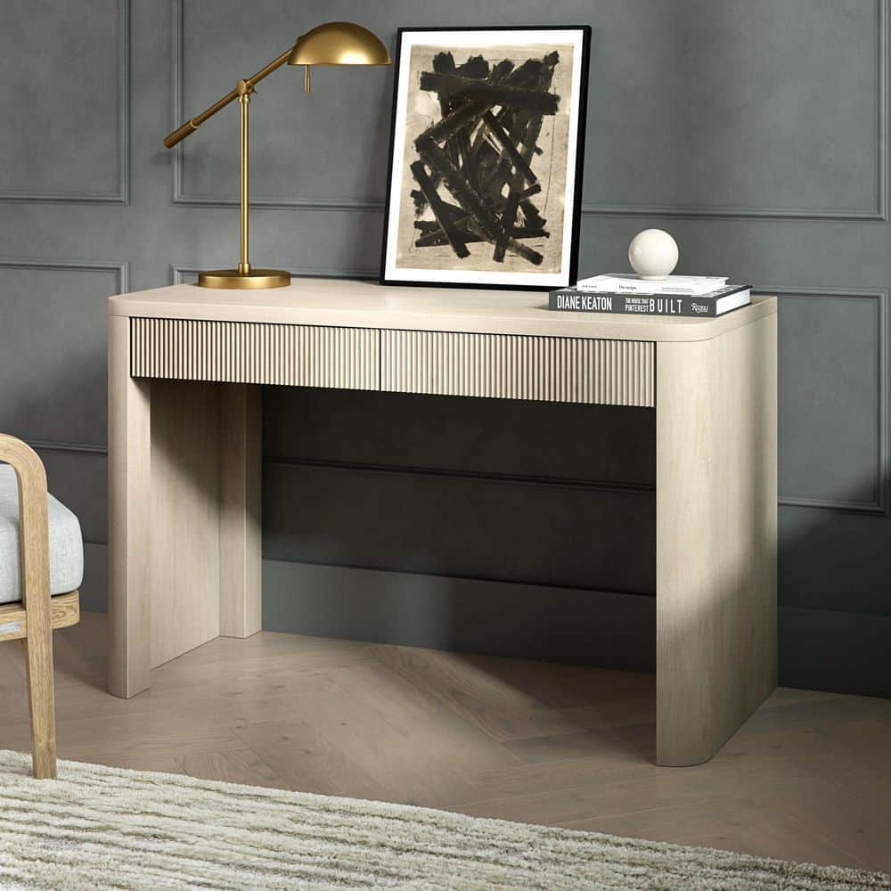 Palmera 47.5 in. Alder White Writing Desk