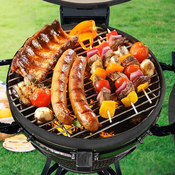 Gymax Heavy Duty Cast Iron Charcoal Grill Tabletop BBQ Grill Stove for Camping Picnic