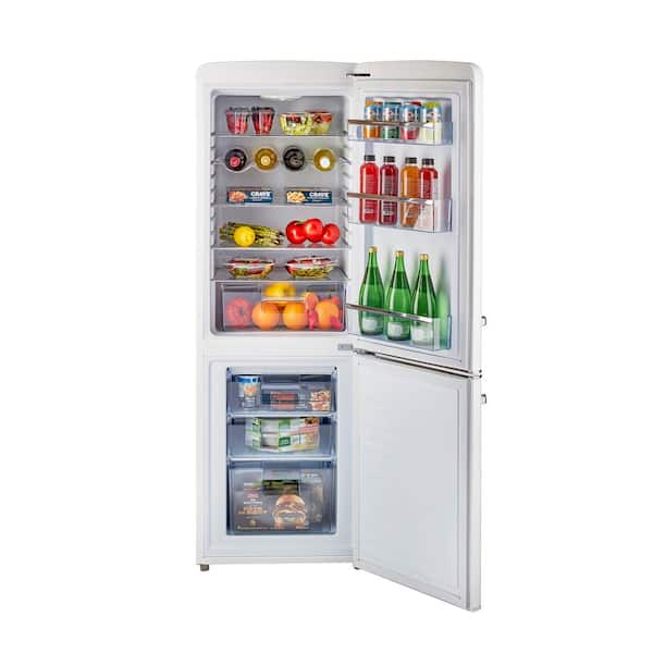 Classic Retro 21.6 in. 7 cu. ft. Retro Bottom Freezer Refrigerator in Marshmallow White, ENERGY STAR