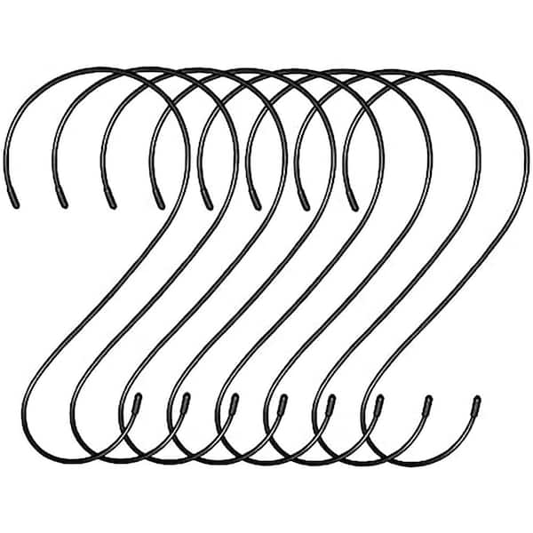 Heavy Duty S Hooks 12 in. Black Stainless Steel S Shape Indoor Outdoor for Hanging Plants Bird Feeders 8 Pack
