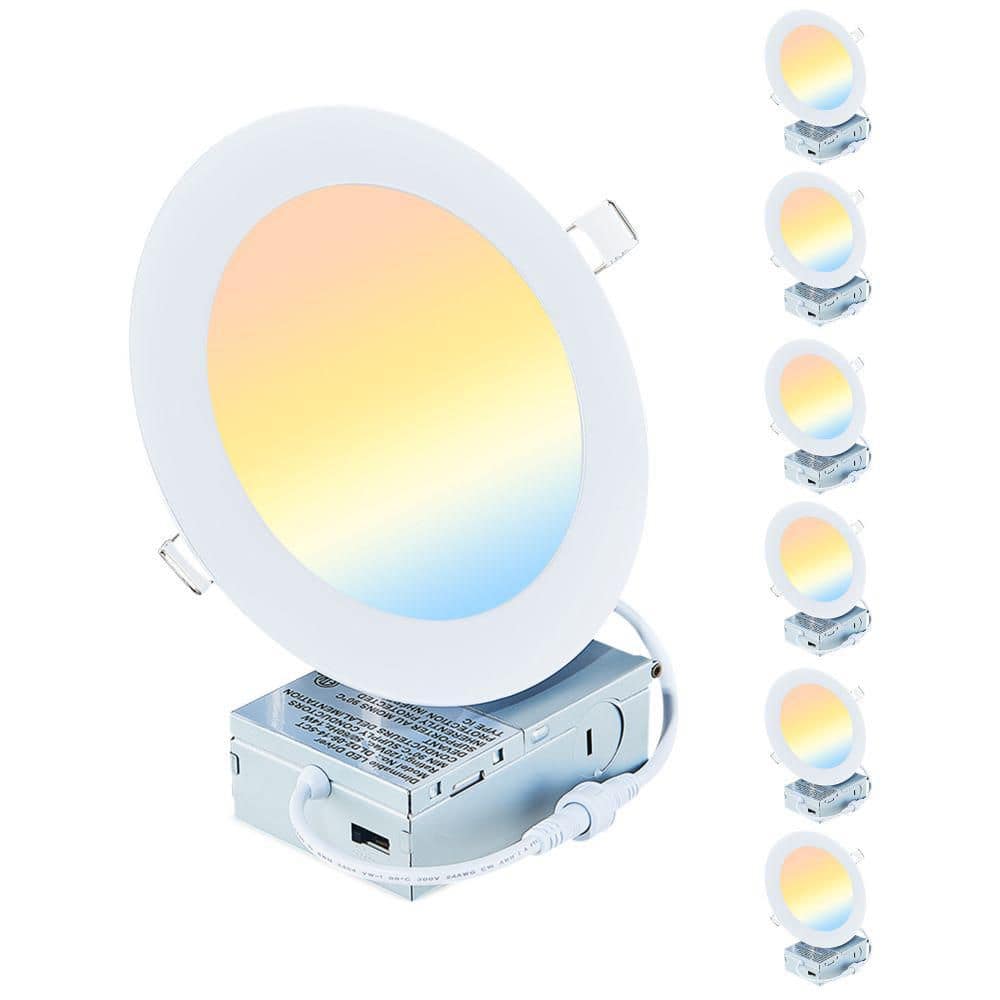 6 in. 5 CCT Slim Panel Remodel IC Rated Dimmable Indoor Integrated LED Recessed Light Trim (6-Pack) price history on PriceWatchPro