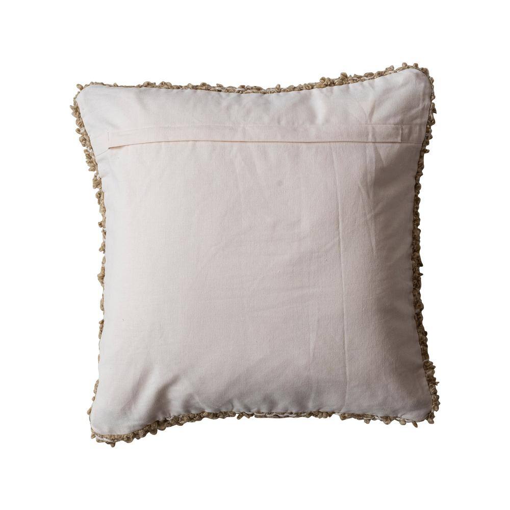 Tan Woven Cotton Blend Bouclé Square Pillow
