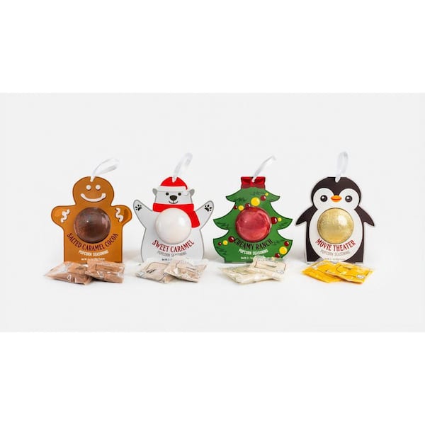 Christmas Characters Popcorn Seasoning Ornaments 4pc. Set