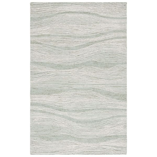 Metro 8 ft. x 10 ft. Sage/Ivory Abstract Waves Area Rug