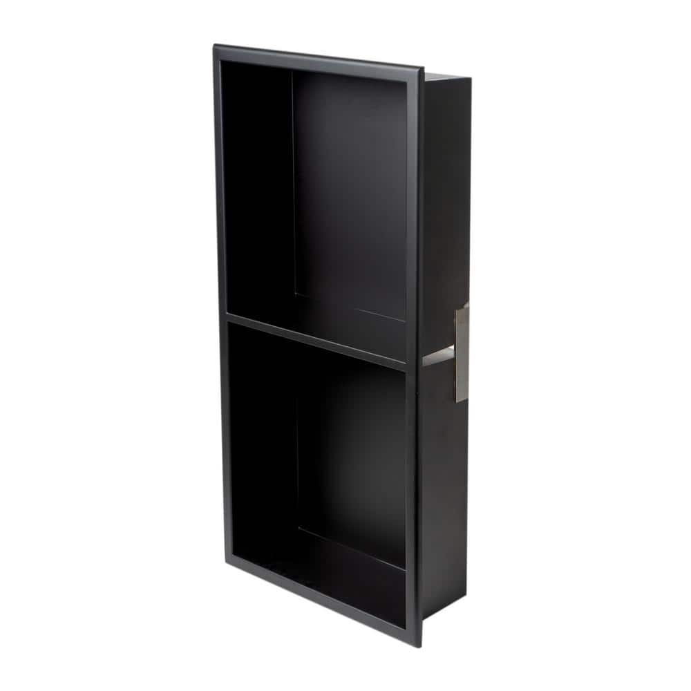 Black Matte Stainless Steel Double Shelf Shower Niche