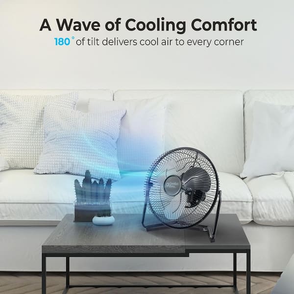 Comfort Zone 12 in. High Velocity 3 Speed Cradle Fan in Black