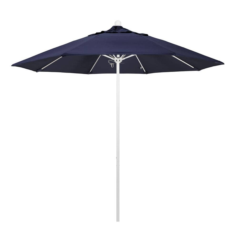 9 ft. White Aluminum Commercial Market Patio Umbrella with Fiberglass Ribs and Push Lift in Navy Blue Olefin price history on PriceWatchPro