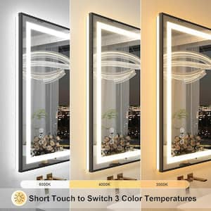 20 in. W x 28 in. H Rectangular Framed Front and Back LED Lighted Anti-Fog Wall Bathroom Vanity Mirror in Tempered Glass