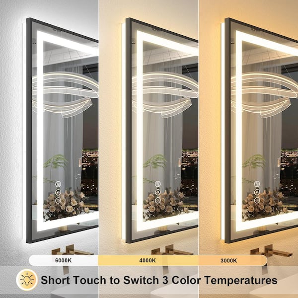 38 in. W x 38 in. H Square Framed Front and Back LED Lighted Anti-Fog Wall Bathroom Vanity Mirror in Tempered Glass