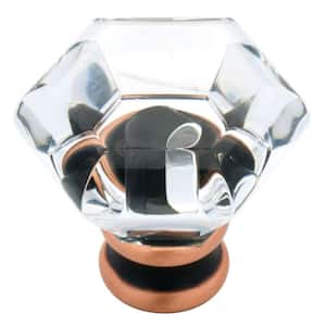Acrylic Faceted 1-1/4 in. (32 mm) Bronze with Copper Highlights and Crystal Cabinet Knob