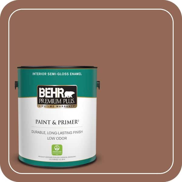 BEHR PREMIUM PLUS 1 gal. #S190-6 Rio Rust Semi-Gloss Enamel Low Odor Interior Paint & Primer