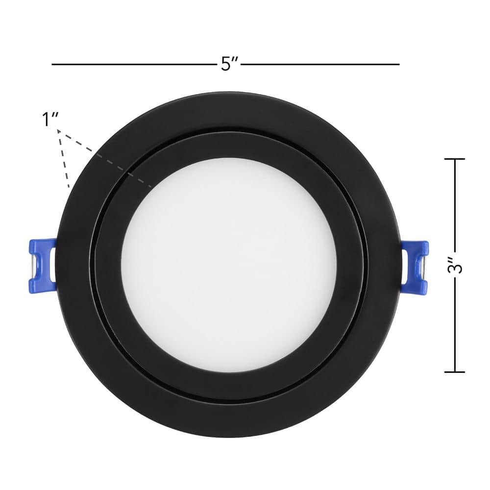 Black Aluminum 4-Inch LED Gimbal Downlight with Adjustable Color Temperature