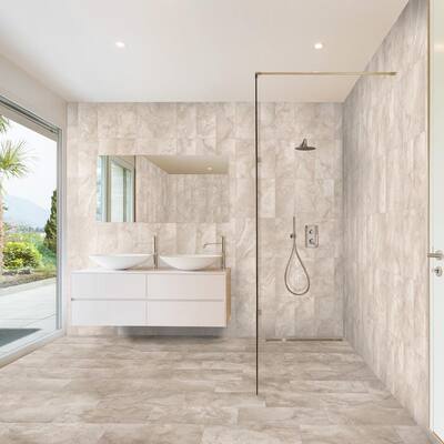Oasis Beige 12 in. x 12 in. x 9mm Matte Porcelain Mesh-Mounted Mosaic Tile (5 sq. ft./Case)