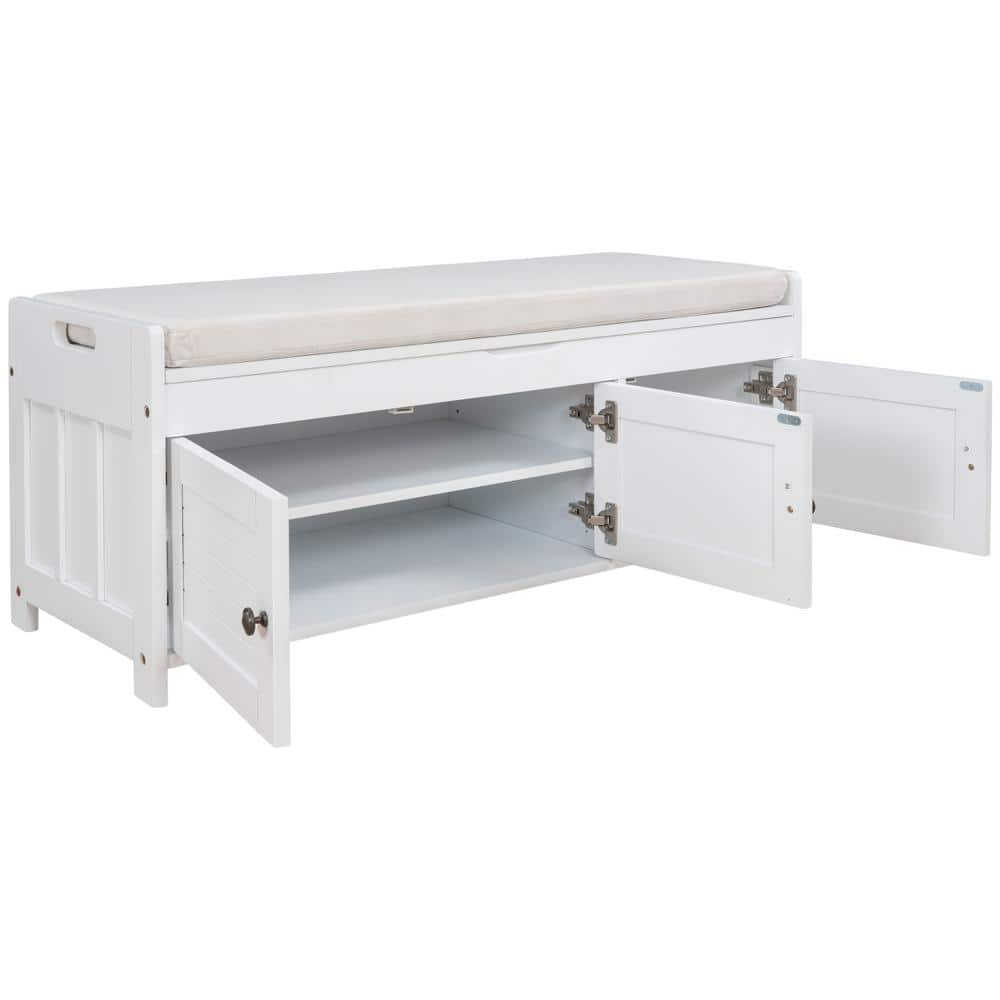 43.5 in. W x 16 in. D x 18 in. H Bathroom White Linen Cabinet 2023-8-29 ...