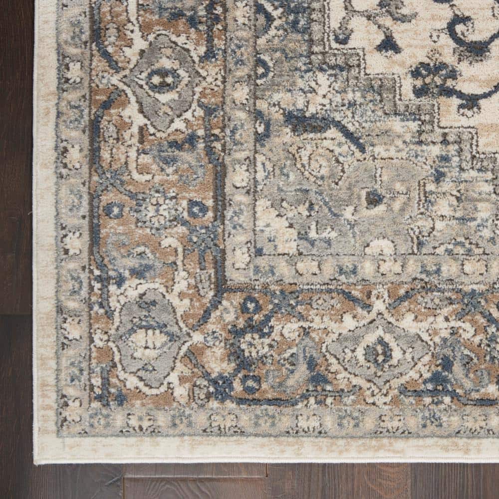 Braided Ivory/Grey Synthetic 6' x 9' Handmade Rectangular Rug