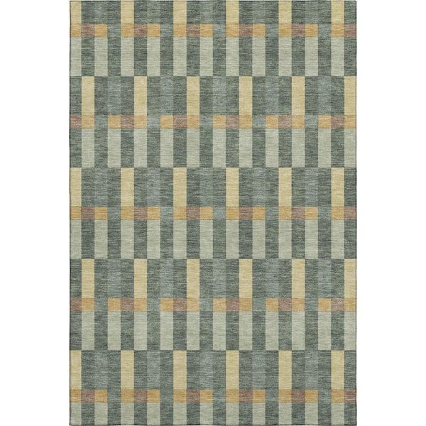 Mayfield Premium Machine Washable Abstract AMF2548 Basil 10 ft. x 14 ft. Area Rug