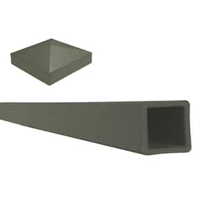 Seclusions 5 in. x 5 in. x 9 ft. Winchester Grey Wood-Plastic Composite Fence Post with Crown Post Cap