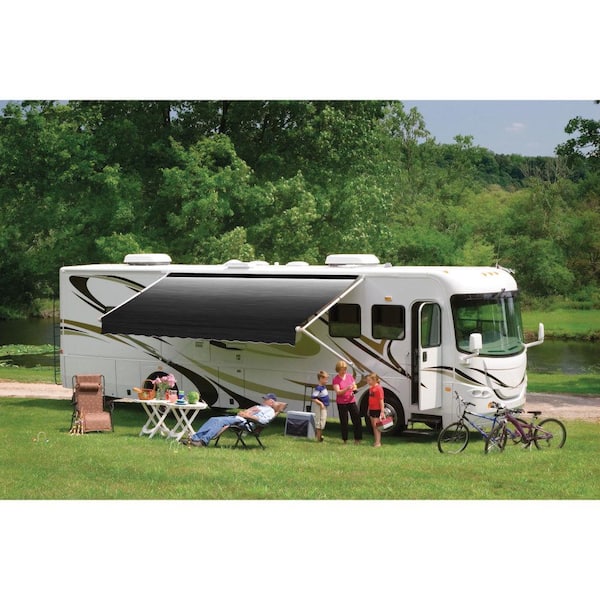 DOMETIC 8500 Manual Patio Awning with Black Weathershield - 21 ft., Onyx Linen Fade