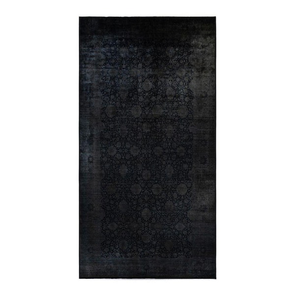 Overdyed Black 10 ft. x 19 ft. Solid Wool Indoor Area Rug