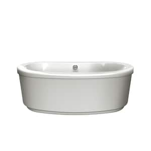 Inizio 65.5 in. x 35.625 in. Heated Soaking Bathtub with Center Drain in White