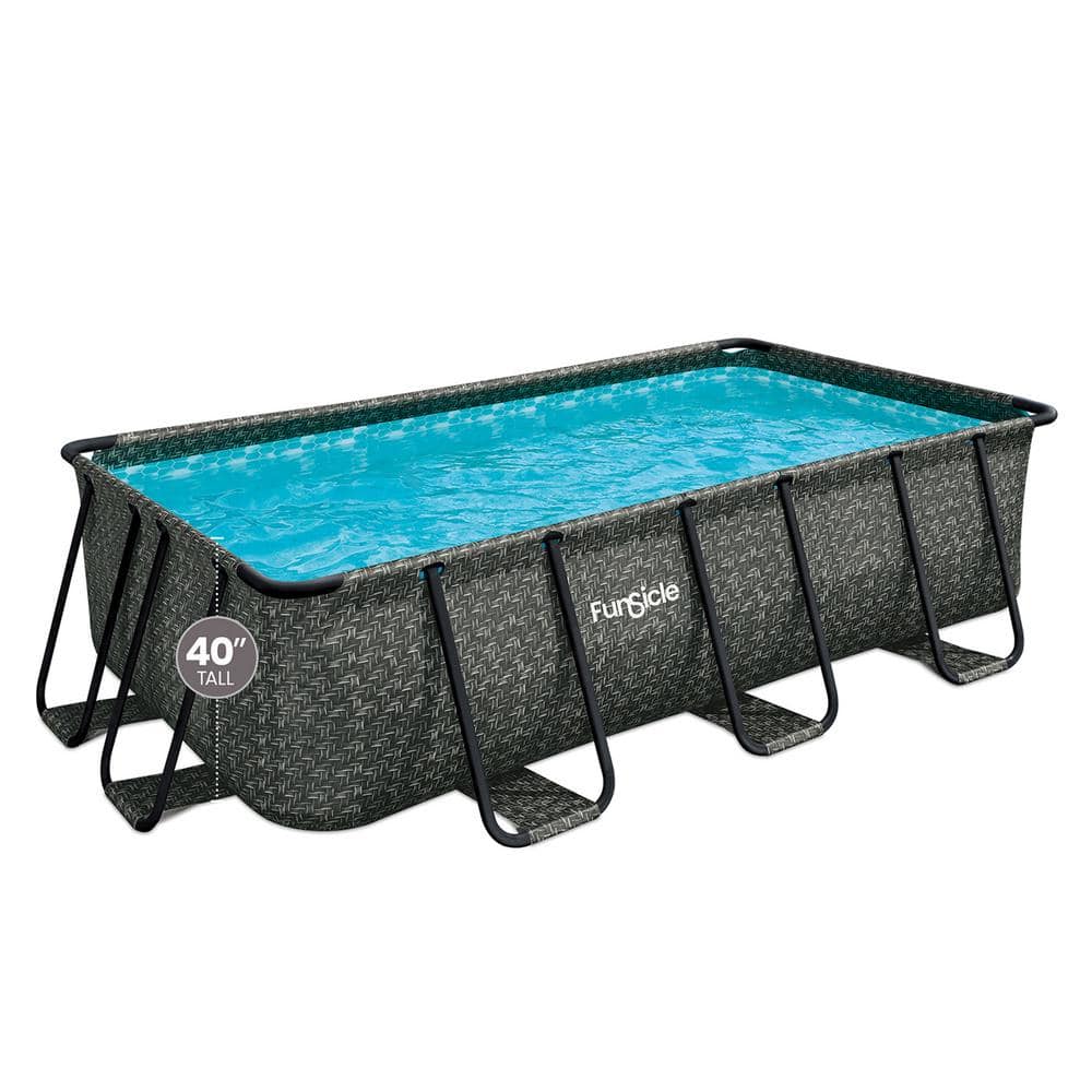 13ft x 7ft Gray Rectangular Above Ground Lap Pool with Filter and Pump