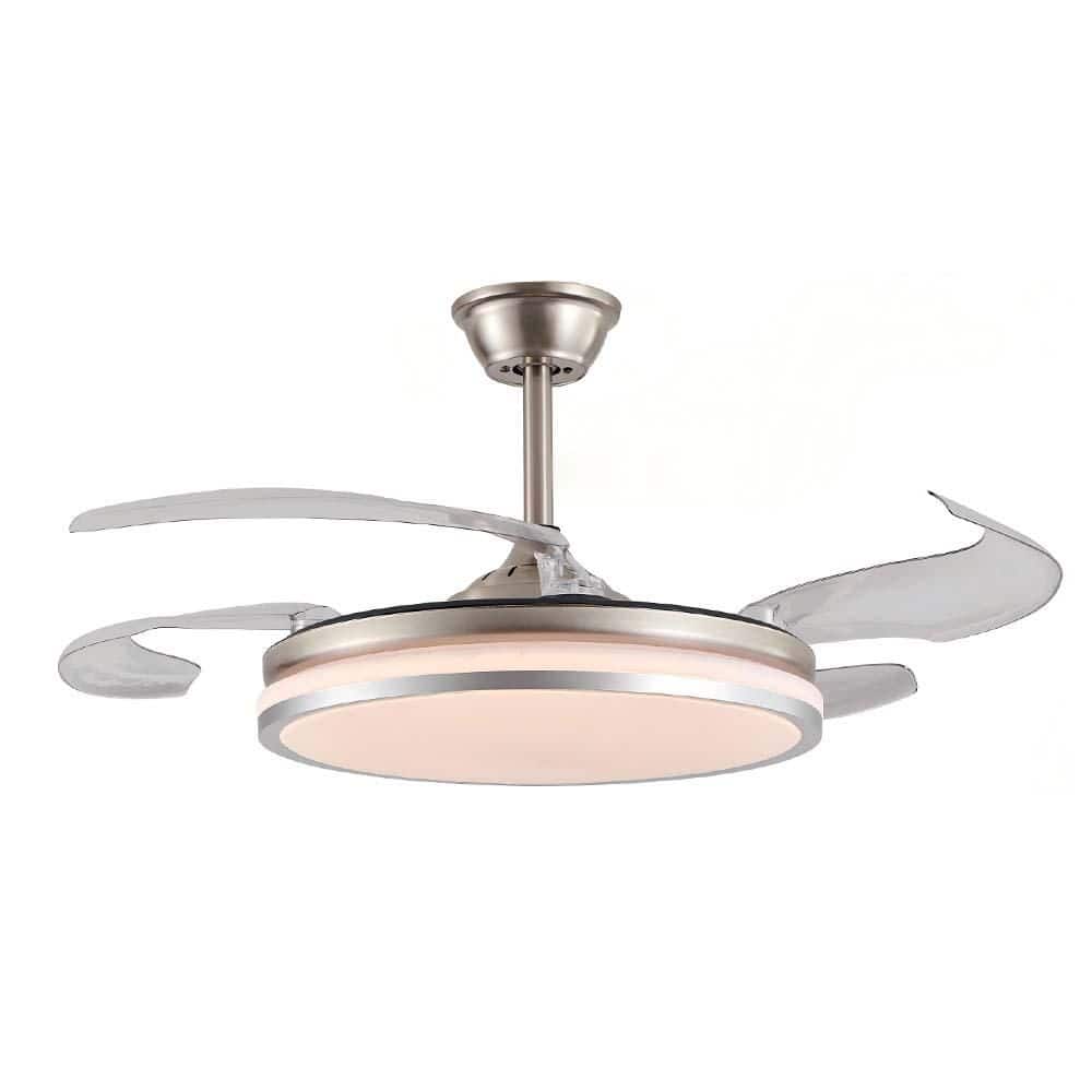 42 in. 2-Tier Chrome Silent DC Motor Retractable LED Downrod Mount Standard Ceiling Fan with 6 Wind Speeds price history on PriceWatchPro
