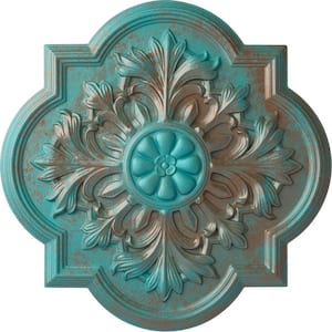 20 in. x 1-3/4 in. Bonetti Urethane Ceiling Medallion (Fits Canopies upto 5-1/8 in.), Copper Green Patina