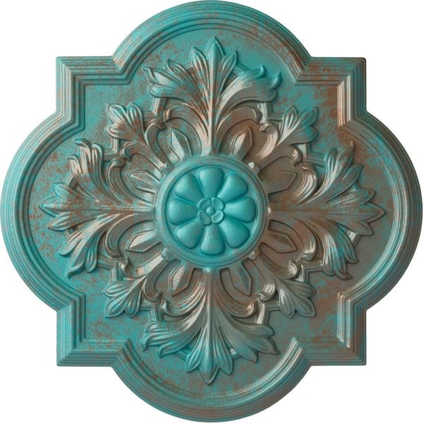 Ekena Millwork 20 in. x 1-3/4 in. Bonetti Urethane Ceiling Medallion (Fits Canopies upto 5-1/8 in.), Copper Green Patina