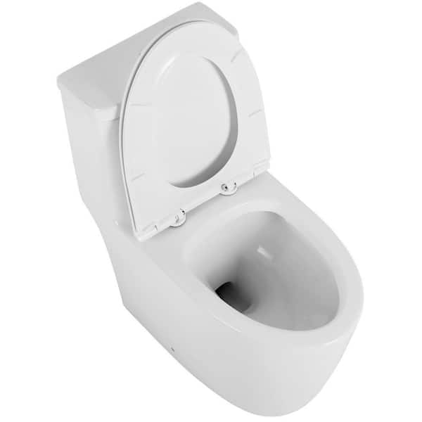 1-Piece 1.1/1.60 GPF Powerful Dual Flush Elongated Toilet in Glossy White CUPC Certified Seat Included