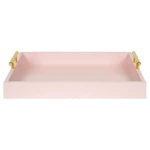 Lipton Decorative Tray with Polished Gold Metal Handles, Soft Pink