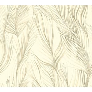 Beige Peaceful Plume Wallpaper, 27-in by 27-ft