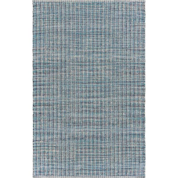 Unbranded Blue/Ivory 7 ft. 9 in. x 9 ft. 9 in. Jute Blend Striped Indoor Area Rug