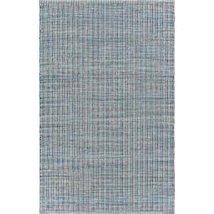 Blue/Ivory 7 ft. 9 in. x 9 ft. 9 in. Jute Blend Striped LR81434 Indoor Area Rug