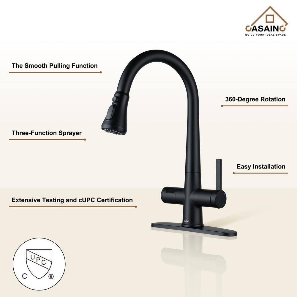 Matte Black Pull-Down Kitchen Faucet with Digital Display