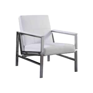 Best Master Furniture Ariel Faux Leather and Stainless Steel Accent Chair, HL2937W - The Home Depot