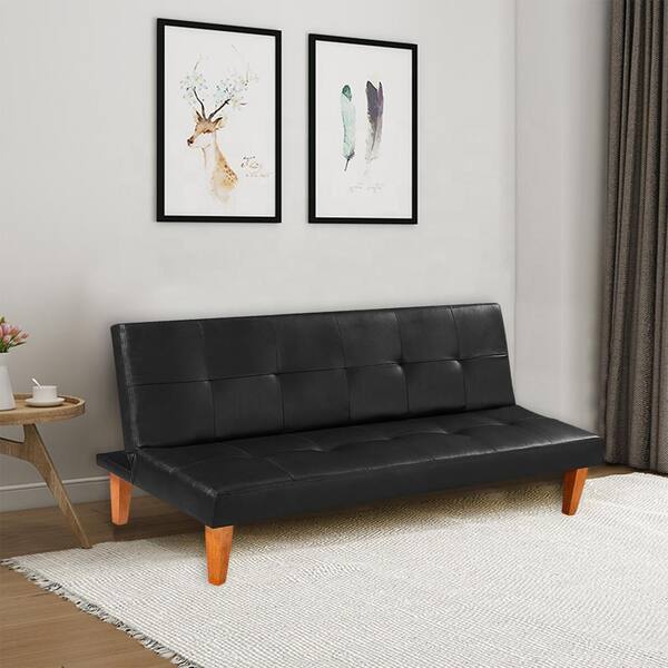 68 12 In Black Pu Leather Adjustable, 7ft Leather Sofa Bed