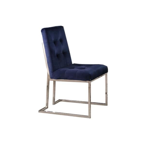 Best Master Furniture Barbosa Blue/Silver Velvet Side Chairs (Set of 2)