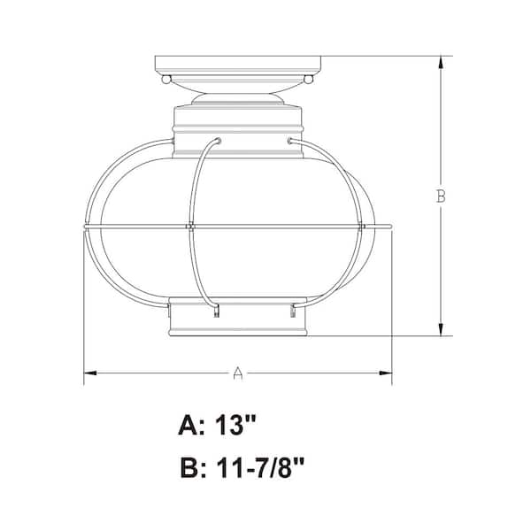 Chatham Black Coastal Globe Outdoor Flush Mount 1-Light Ceiling Fixture Clear Glass