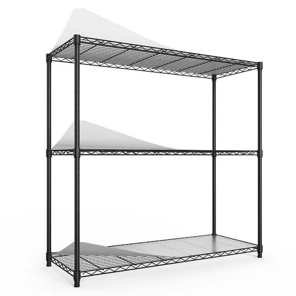 Simple Deluxe Heavy Duty 3-Shelf Shelving with Wheels, Adjustable Storage Units, Steel Organizer Wire Rack, Black