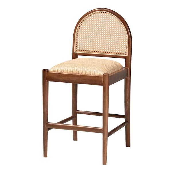 Maryland 22.8 in. Natural Rattan and Wood Counter Stool
