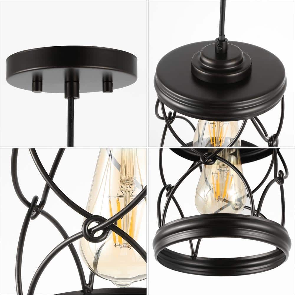 Marelle 6.5" Black Farmhouse Glass Jar LED Pendant Light Set