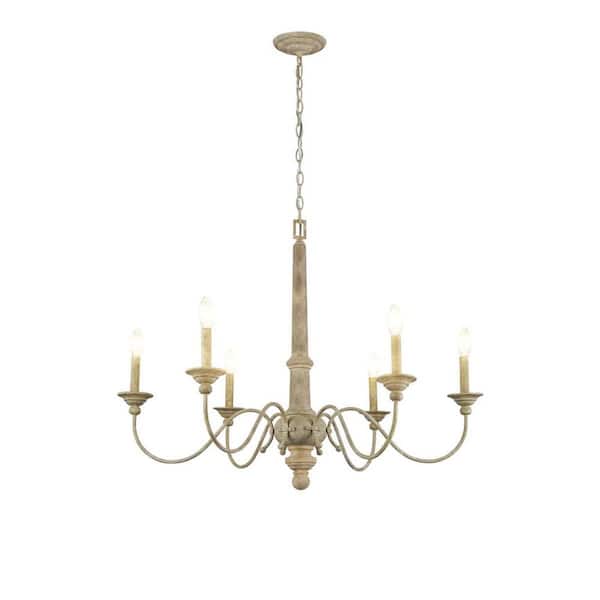 CLAXY 6-Light Grey No Decorative Accents Shaded Circle Chandelier for Dining Room;Foyer with No Bulbs Included