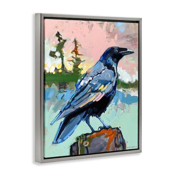 Stupell Industries Modern Crow Portrait by Adam Swanson Gray