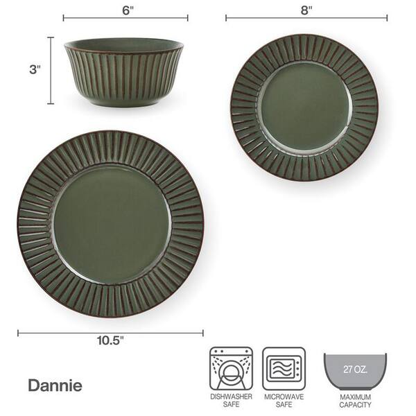 Aazon Basics Set di stoviglie in elaina da 12 pezzi, servizio per 4