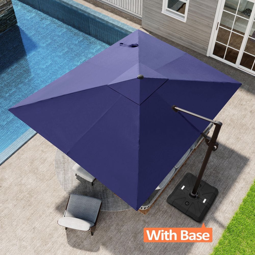 9 ft. x 11 ft. Heavy-Duty Outdoor Aluminum 360° Rotation Cantilever Offset Patio Umbrella in Navy Blue with Base price history on PriceWatchPro