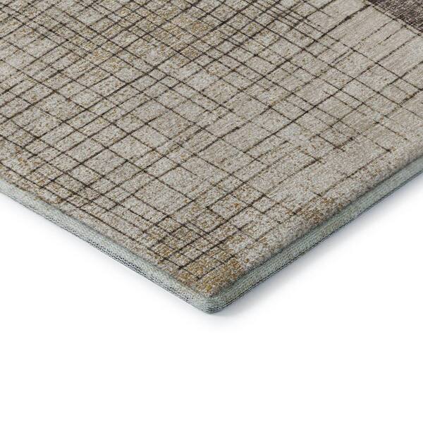 Mayfield Premium Machine Washable Abstract AMF2112 Brown 2 ft. x 7 ft. Runner Rug