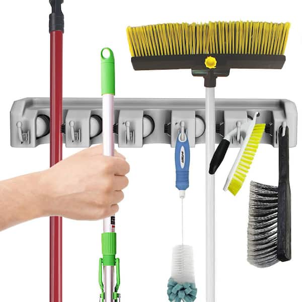Superio Brand 3 Slot Mop & Broom Organizer, Black, 1 Piece