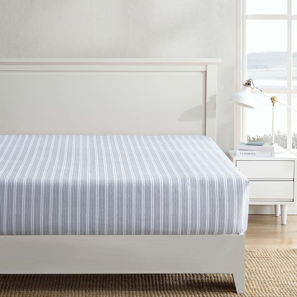 Blue Mirage Stripe Cotton Twin Deep Pocket Sheet Set